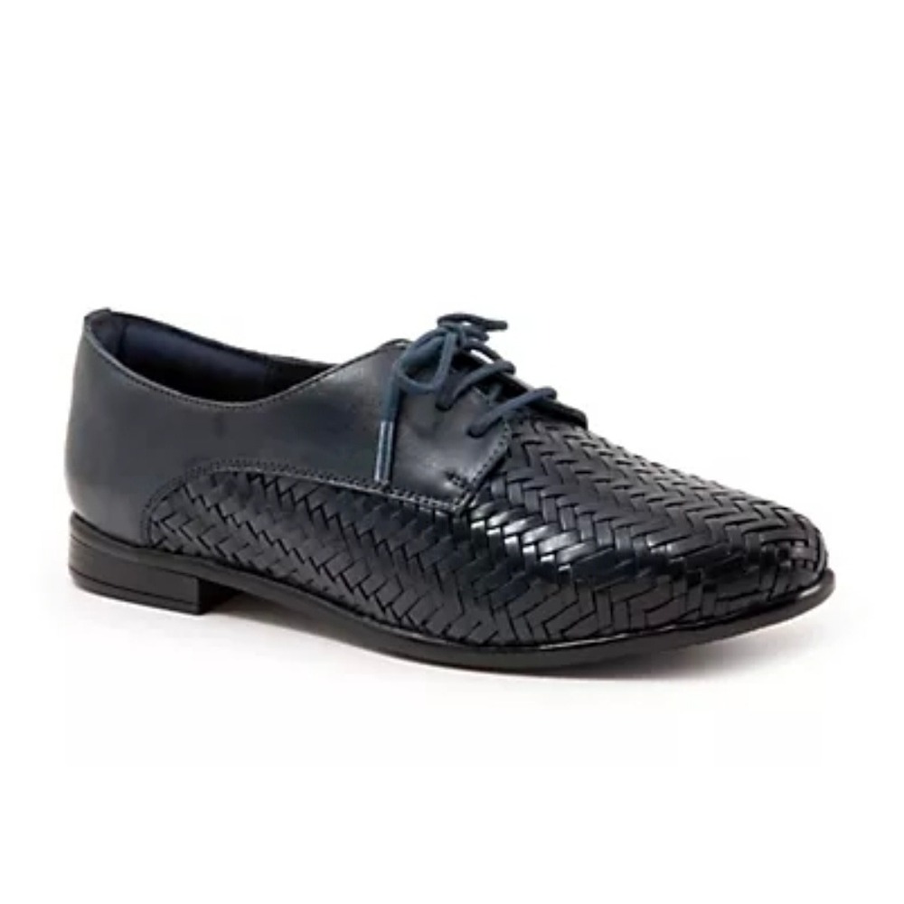 Trotters Lizzie Herringbone Oxfords Navy‎ Blue
